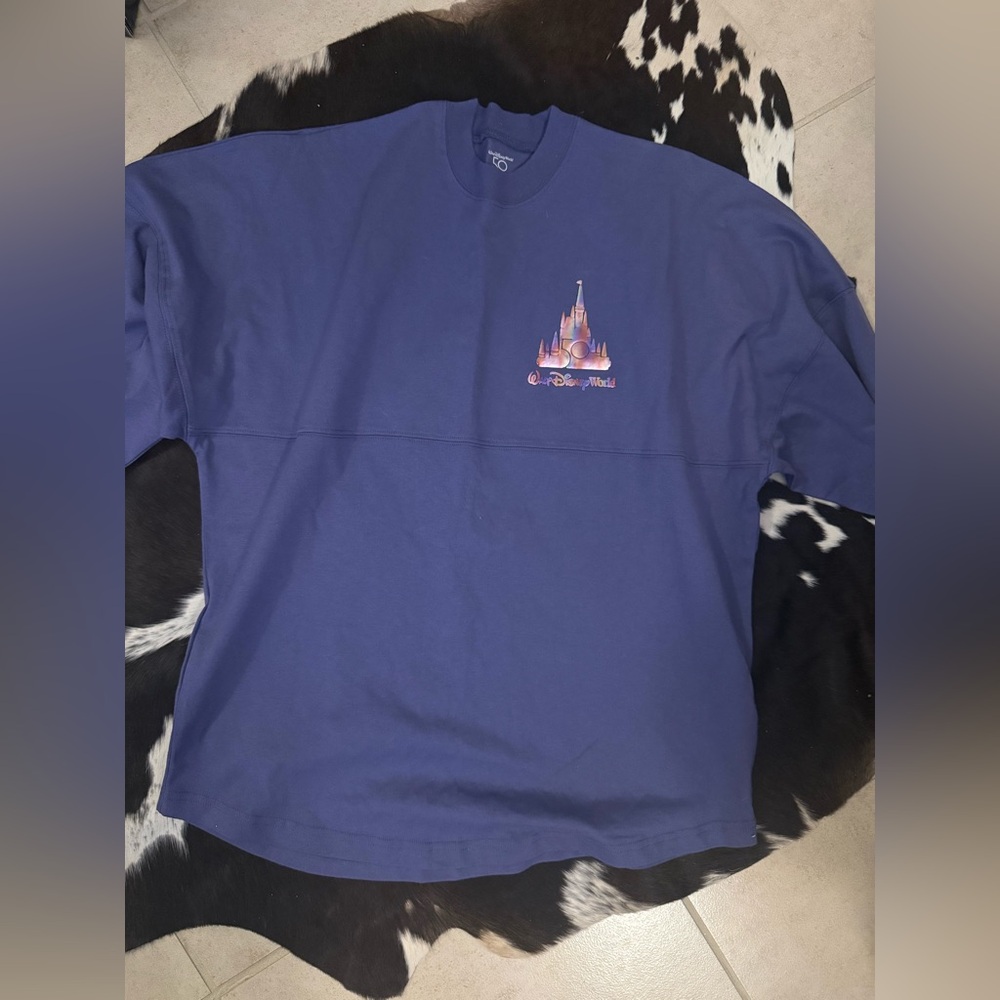 Disney World Long Sleeve Shirt — Purple-Blue with Castle Graphic Spirit Jersey